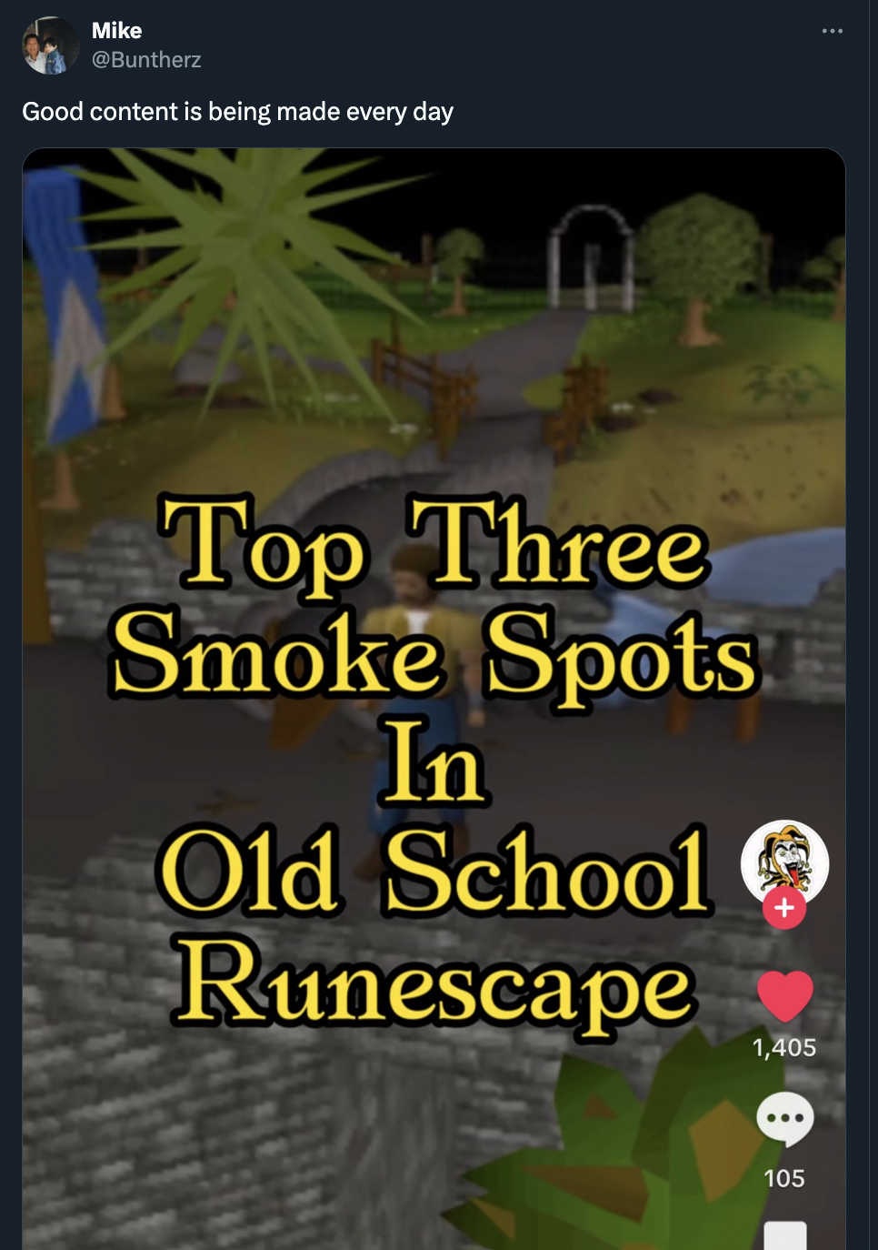 screenshot - Mike Buntherz Good content is being made every day Top Three Smoke Spots In Old School Runescape 1,405 105